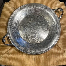 Antique WB Weidlich Bros Silverplate 3503 Floral Tapestry 10" Serving Tray