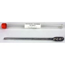 Carbide Burr (SC-5NF-6) Cylindrical Ball Nose - Aluminum Cut - 1/4 x 1/2 x 1 x 7