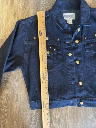Vintage original Jordache Dark Blue Women's Blue Jean Jacket L embellishments - Picture 9 of 12