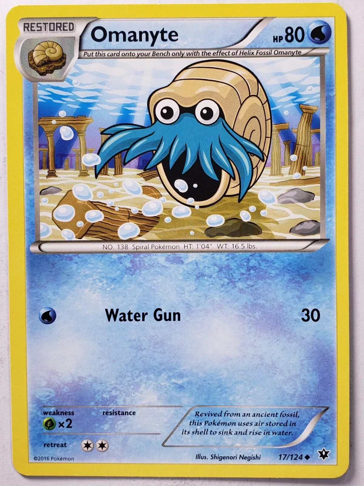 Omanyte 17/124 (NM, Pokemon Card, Fates Collide, 2016, Water, Uncommon)