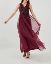 NEW 499 BCBG MAXAZRIA DRESS GOWN RED BURGUNDY DONNA 0 2 4 6 8 10 12 XS XS S M L