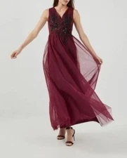 NEW 499 BCBG MAXAZRIA DRESS GOWN RED BURGUNDY DONNA 0 2 4 6 8 10 12 XS XS S M L