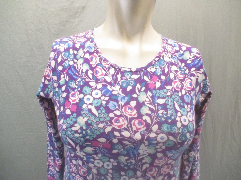 LANDS' END Size L (14) Girls Floral 100% Cotton Long Sleeve Sheath Dress 128 - Image 2 of 4