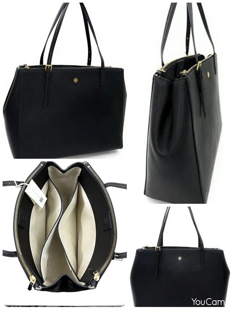 TORY BURCH 134837 EMERSON Large Double Zip Tote Navy Saffiano  