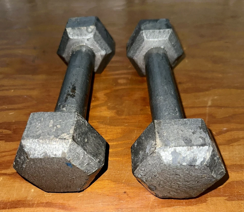 Par de mancuernas hexagonales de hierro fundido de 5 lb pesas libres equipo de ejercicio gimnasio equipo de brazo Foto 3 de 4
