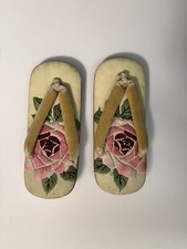 Authentic Vintage Japanese Geta Sandal Woman's Flower Shoe