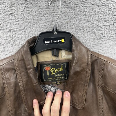 Reed Sportswear Leather Bomber Jacket Vintage Mens 44R Map