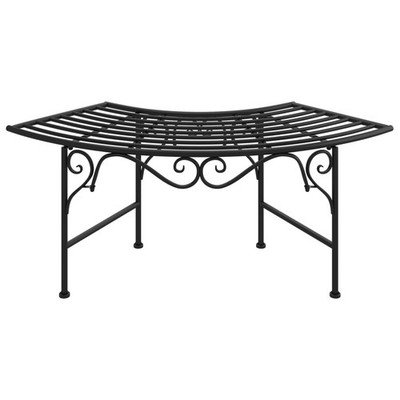Tree Bench Seating Chair Outdoor Garden Backyard Furniture Black Steel vidaXL