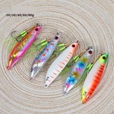 3Pcs 3D eye two Hooks Slow Pitch Lead Luminous Metal Flat Jigging Fishing Lure