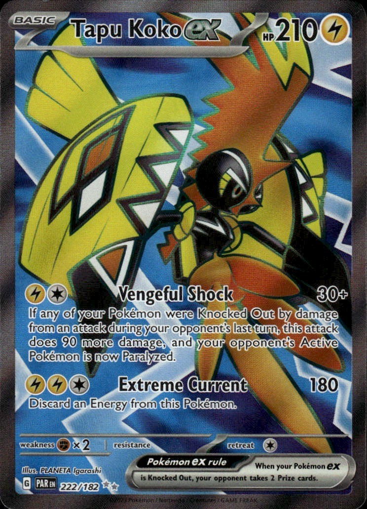 Tapu Koko ex - Holo Ultra Rare SV04: Paradox Rift 222/182 NM