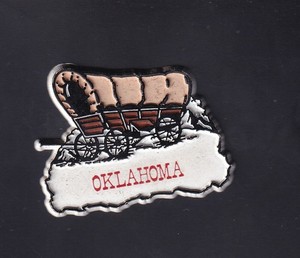 Oklahoma Travel Fridge Magnet Covered Wagon