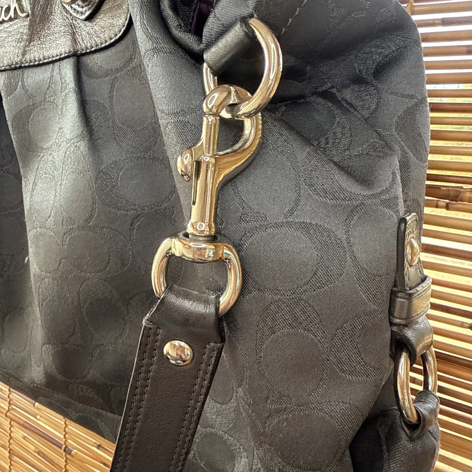 COACH Ashley Black Metallica Fabric/Leather Satchel Shoulder Bag H1159-F18776 - Image 4 of 4