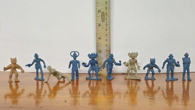 Marx 45mm Tom Corbett Space Aliens And Rex Mars Robot Rubbery Plastic Figures