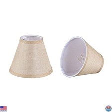 Aspen Creative 51020-2 Set of 2 Gold Linen Clip-On Chandelier Shades, 3"x6"x5