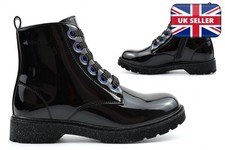 Girls School Boots Girls Boots Ladies Womens Size 3/4/5 Ankle Boots Patent Black