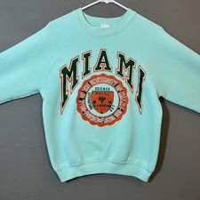 VTG University of Miami Crew Mint Green M Fruit of the Loom USA Made