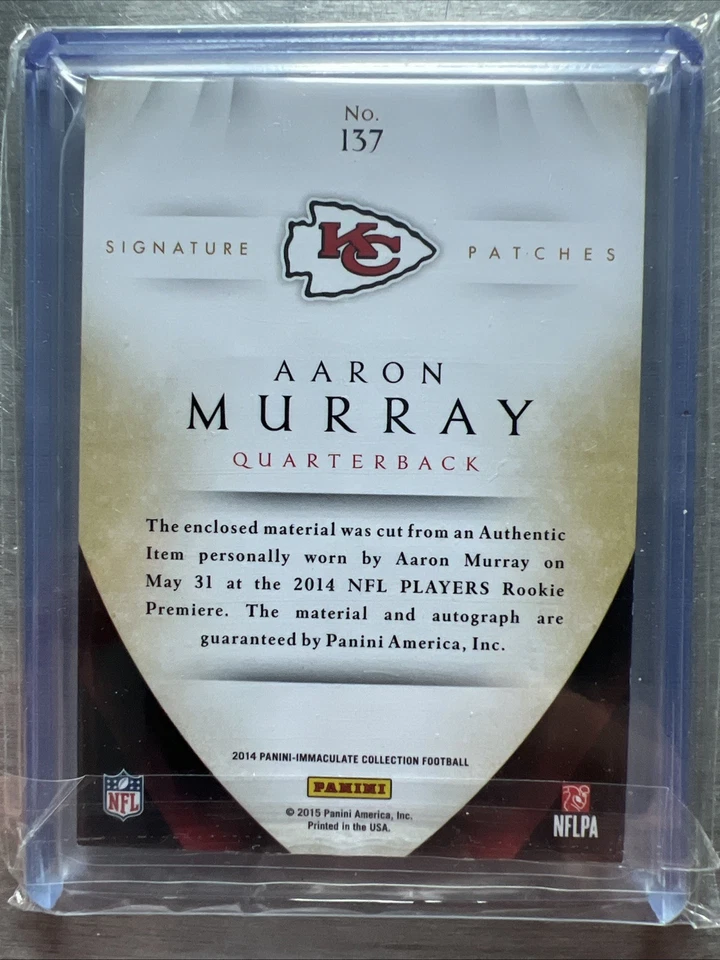 Aaron Murray 2014 Immaculate Collection Patch /49 Auto Rookie 🔥INVEST🔥📈 - Image 2 of 2