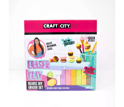 Craft City Eraser Clay Deluxe DIY Eraser Set 7 Colors NEW