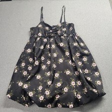 Free People Floral Bubble Hem Mini Dress Black Pink Sweetheart Size Small Boho