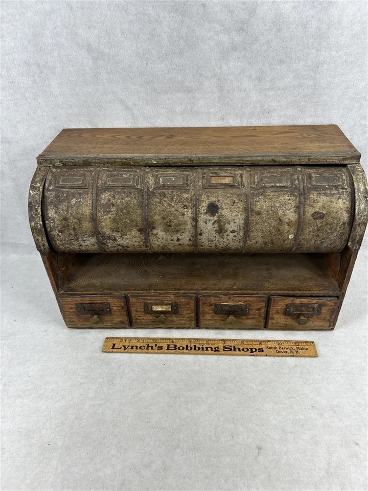 antique drawers bins  store display storage wood tin 16x10x7 1890-1920 original - Image 2 of 4