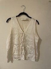 Victoria's Secret 100 Silk White Tie Front Shaping Camisole Top Size M