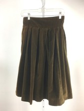 VTG 80's Brown Velvet Midi Skirt Handmade Casual or Dressy W- 27" L- 29" Sz XS-S