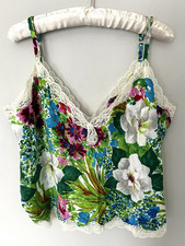 Vintage Victoria Secret Cami Pajama Floral Top Sz L Gold Label Tropical Vtg