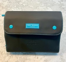 Ted Baker London Luxury Folding & Hanging Travel Wash Bag Black & Blue - New
