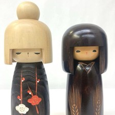 Usaburo Kokeshi Pair Koigokoro Bakushu Okamoto Usaburo Creative Collectible 15+