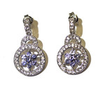 925 Sterling Silver tanzanite white topaz gemstone dangle earrings unique — photo 1