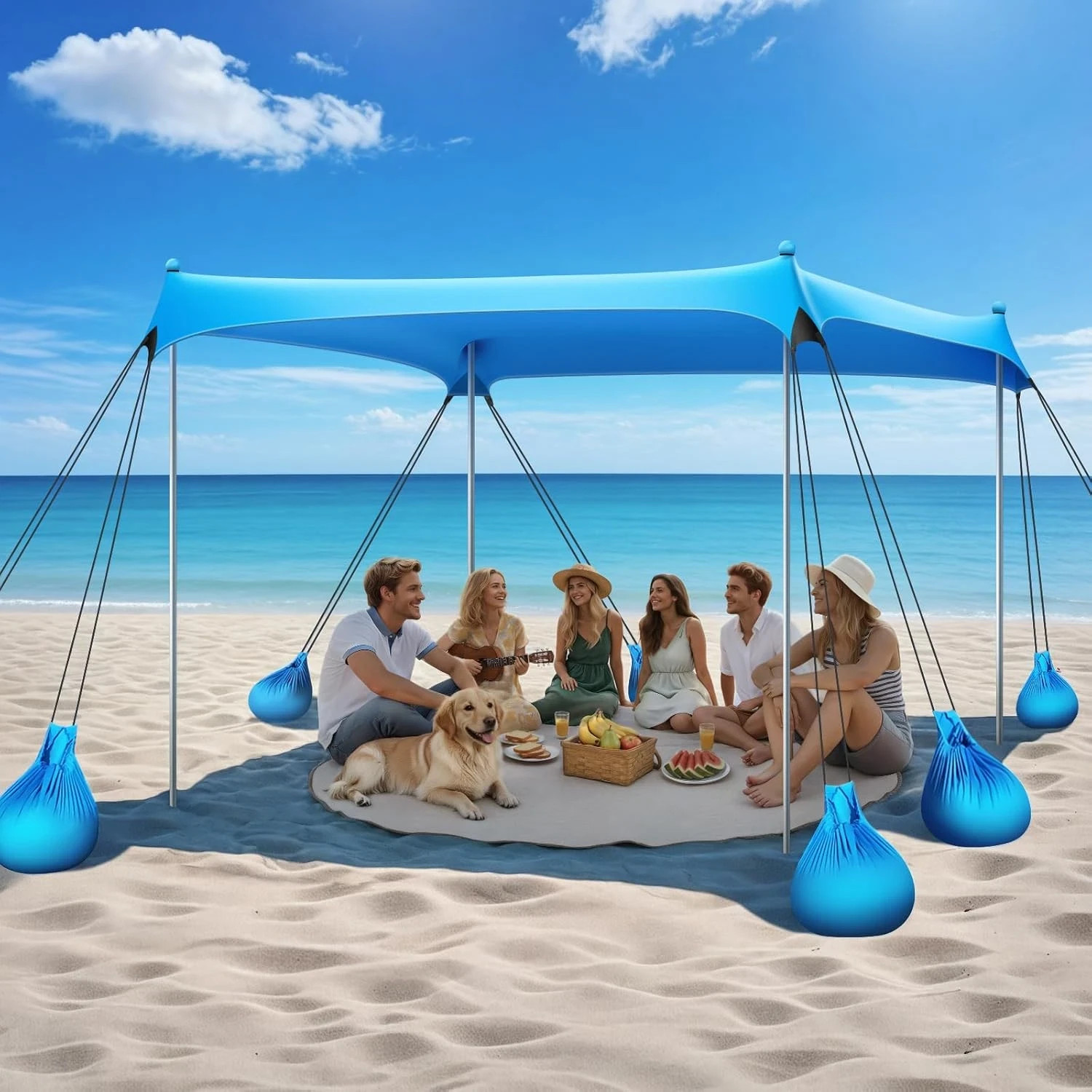 Beach Tent Sun Shelter, 10 X 10 FT Beach Canopy Tent Sun Shade, UPF50+ Tents Can