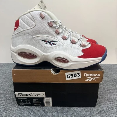 Reebok Iverson Question Mid White Red Toe 25th Anniversary FY1019  Size 7 - Photo 1/4