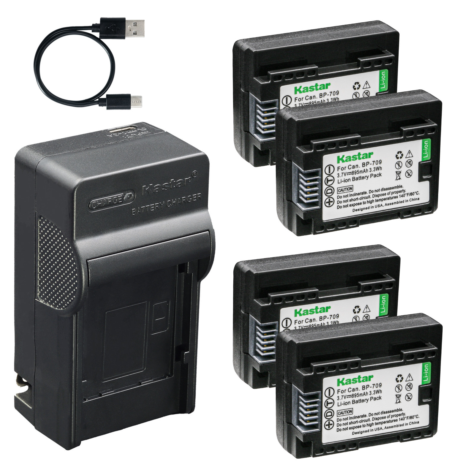 Kastar Battery AC & USB-C Charger for Canon VIXIA HF R82 R30