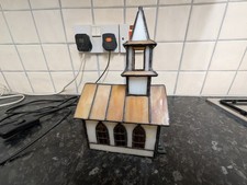 Tiffany Style Lamp Stained Glass Church Table Light Vintage Collectible (ST)