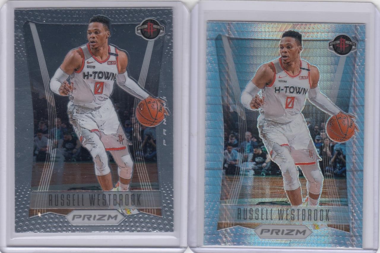 * RUSSELL WESTBROOK * 2020-21 PRIZM RETRO FLASHBACK HYPER SILVER BASE 2 CARD