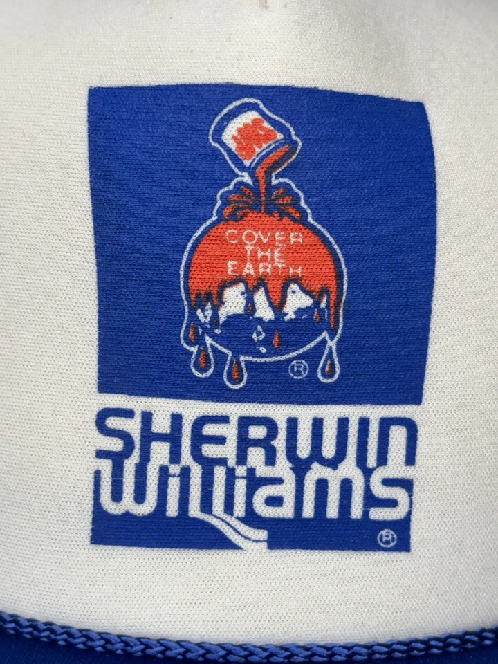 SHERWIN WILLIAMS TRUCKER GORRA AJUSTABLE SNAPBACK AZUL BLANCO VINTAGE Foto 3 de 4