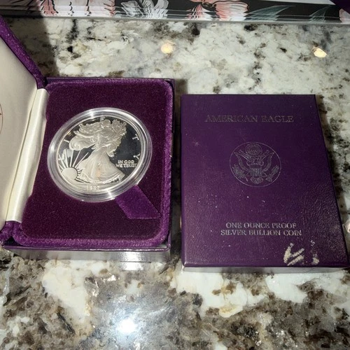 1987-S 1 oz Proof American Silver Eagle (ASE) (w/Box & COA) .999 Fine Silver