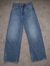 ZARA HIGH WAIST WAISTED WIDE LEG BLUE WOMENS JEANS SIZE 8 34
