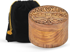 Small Wooden Urn for Human  Pet Ashes   Handcrafted Tree of Life Mini Memorial
