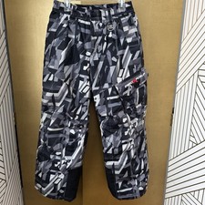 ZeroXposur Boys Medium 10/12 White Black Gray Snow Pants Stretch Waist Ski