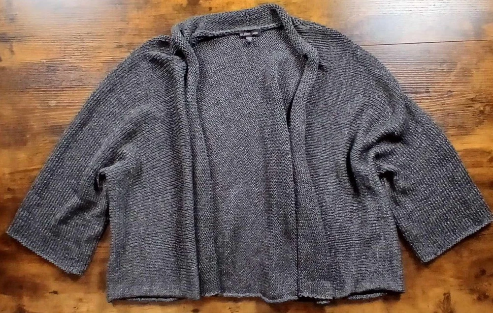 Cardigan Eileen Fisher à Devant Ouvert - Métallisé Argenté Et Noir - Taille XS - Occasion
