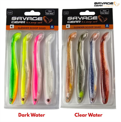 Savage Gear Slender Scoop Shad 4er-Mix-Pack Clear Water oder Dark Water Köder
