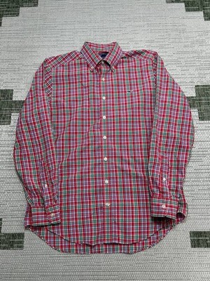 Vineyard Vines Whale Shirt Mens Medium Red Green Blue Cotton Button Up