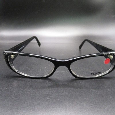 FENDI Black Rhinestone Eyeglass Frames FS 8000 Made in Italy 140 Temple Length