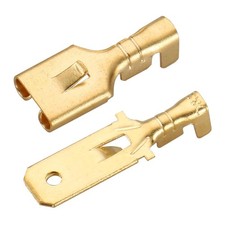Baomain 1/4" Female Male Spade Quick Splice Crimp Terminals 6.3mm Gold