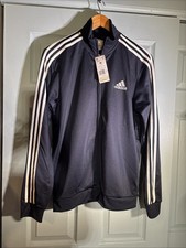 NWT Adidas Men's Essentials 3-Stripe Track Jacket Navy Blue Medium.
