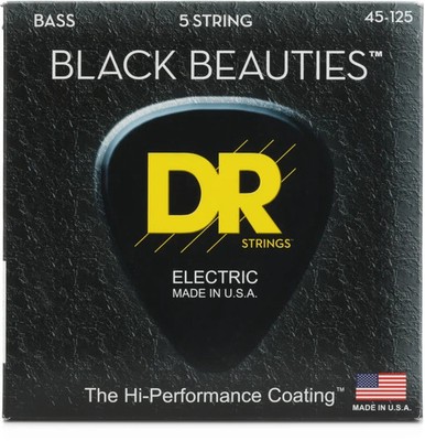 DR Strings BKB5-45 Black Beauties Coated Steel Medium 5-string Bass Strings