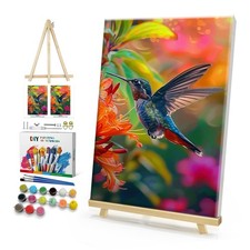 Framed Paint by Numbers Kit for Adults, Hummingbird Paint by Numbers Kit for Adu