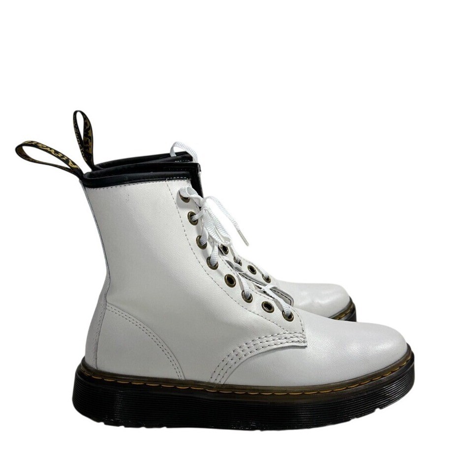 Dr. Martens Zavala Boots White Lace Up Combat Boot Women display picture 1