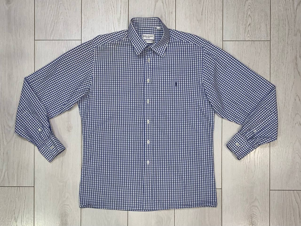 Yves Saint Laurent YSL Pour Homme Rare Mens Long Sleeve Button Logo Shirt Size L image 8